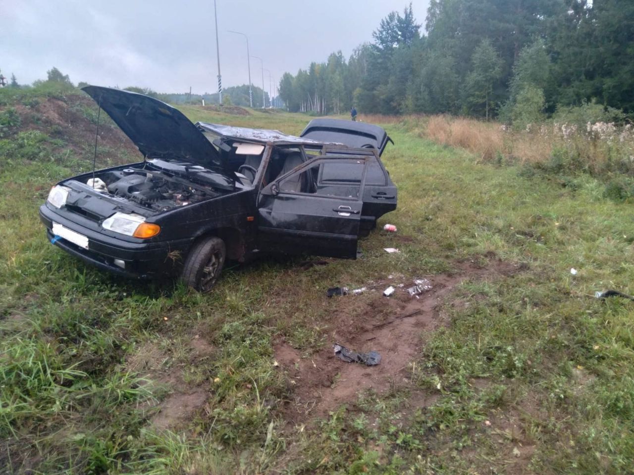В Кировской области автомобиль съехал с дороги в кювет